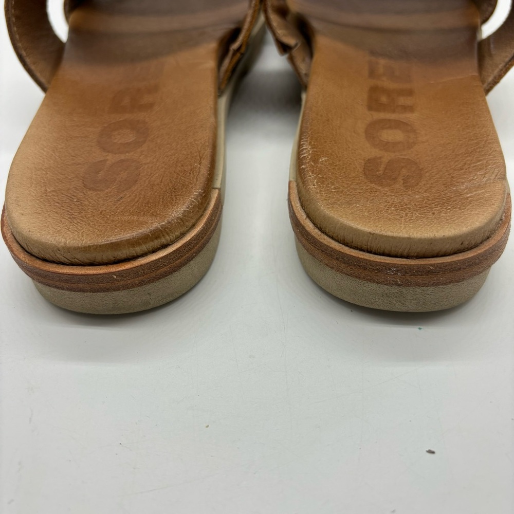 Sorel Women's Torpeda Slide Flat Sandal Size 10 Brown/White Leather NL2937-224 - Picture 4 of 8